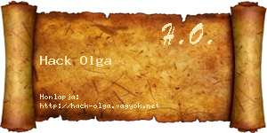 Hack Olga névjegykártya